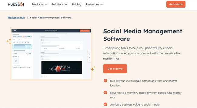 hubspot — social media management tools to monitor your brand